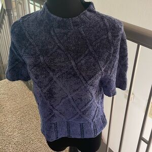 Chenille feel crop short sleeve sweater